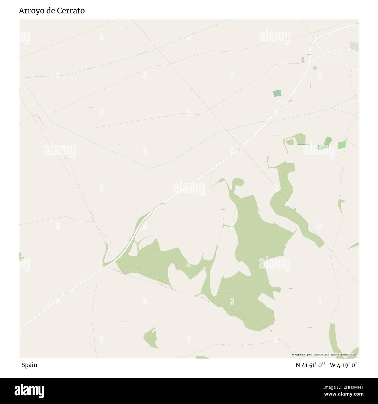 Arroyo de Cerrato, Spagna, N 41 51' 0'', W 4 19' 0'', mappa, mappa senza tempo pubblicata nel 2021. Viaggiatori, esploratori e avventurieri come Florence Nightingale, David Livingstone, Ernest Shackleton, Lewis and Clark e Sherlock Holmes si sono affidati alle mappe per pianificare i viaggi verso gli angoli più remoti del mondo, Timeless Maps sta mappando la maggior parte delle località del mondo, mostrando il successo di grandi sogni Foto Stock