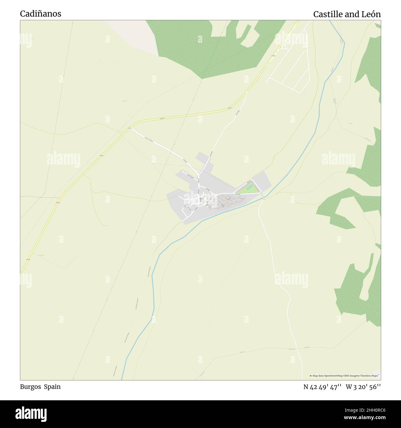 Cadiñanos, Burgos, Spagna, Castille e León, N 42 49' 47'', W 3 20' 56''', mappa, mappa senza tempo pubblicata nel 2021. Viaggiatori, esploratori e avventurieri come Florence Nightingale, David Livingstone, Ernest Shackleton, Lewis and Clark e Sherlock Holmes si sono affidati alle mappe per pianificare i viaggi verso gli angoli più remoti del mondo, Timeless Maps sta mappando la maggior parte delle località del mondo, mostrando il successo di grandi sogni Foto Stock