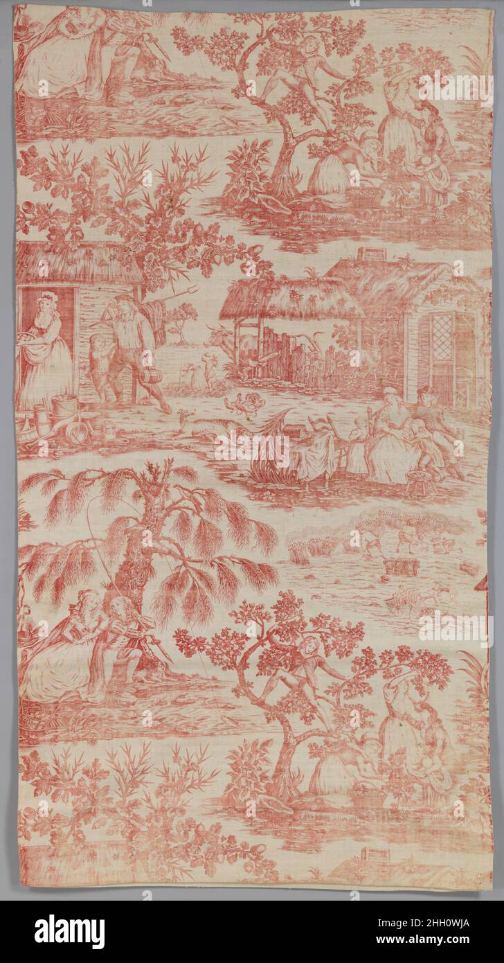 Scene pastorali ca. 1790 britannico. Scene pastorali. Inglese. CA. 1790. Cotone. Tessuto-stampato Foto Stock