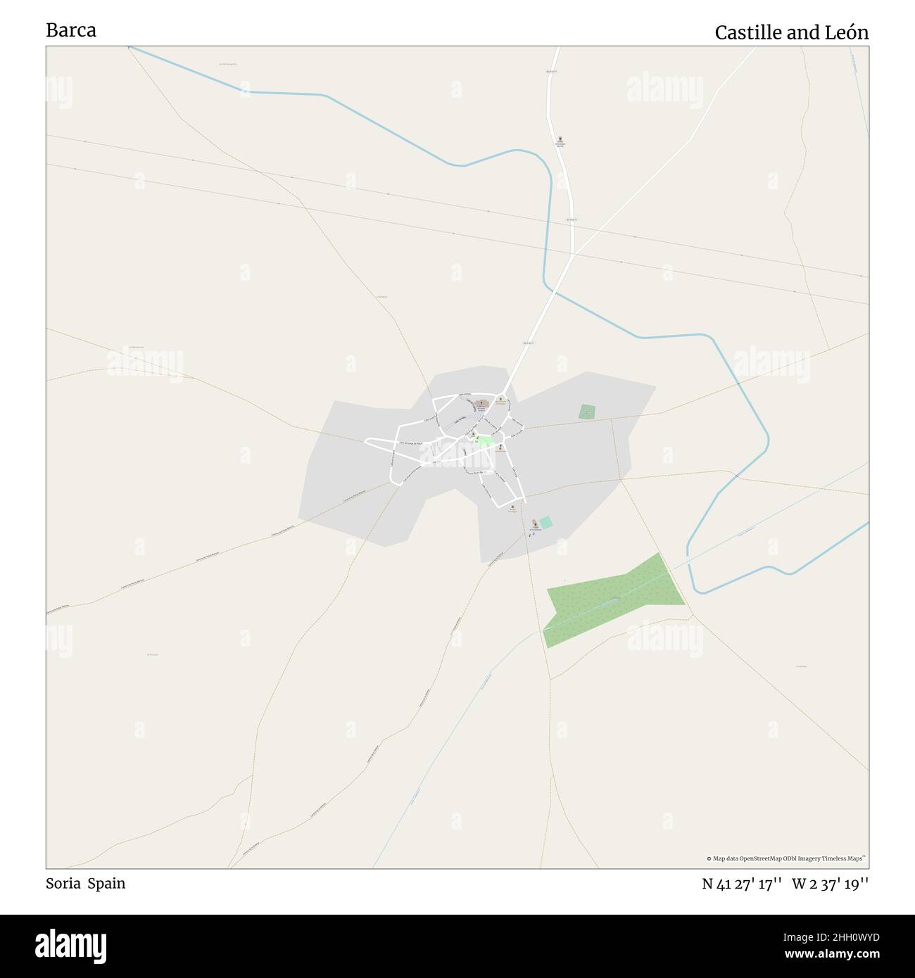 Barca, Soria, Spagna, Castiglia e León, N 41 27' 17'', W 2 37' 19''', mappa, mappa senza tempo pubblicata nel 2021. Viaggiatori, esploratori e avventurieri come Florence Nightingale, David Livingstone, Ernest Shackleton, Lewis and Clark e Sherlock Holmes si sono affidati alle mappe per pianificare i viaggi verso gli angoli più remoti del mondo, Timeless Maps sta mappando la maggior parte delle località del mondo, mostrando il successo di grandi sogni Foto Stock