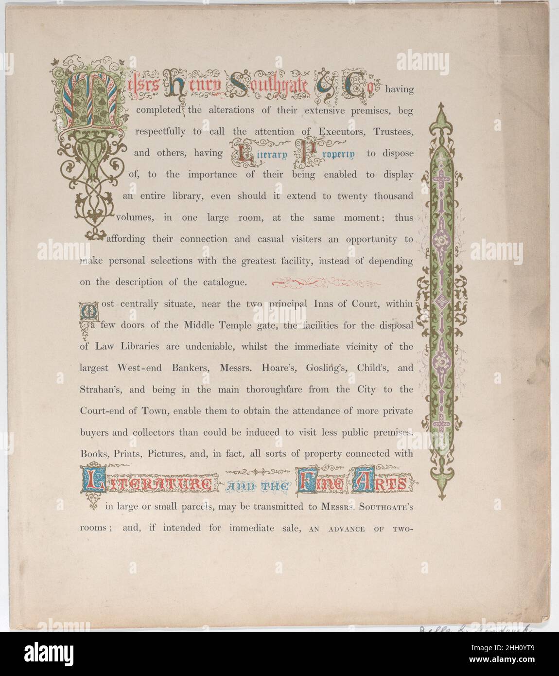 Carta commerciale per i signori Henry Southgate & Co., venditori di libri 19th secolo Vizetelly Brothers & Co... Scheda commerciale per i signori Henry Southgate & Co., venditori di libri. Vizetelly Brothers & Co. (Londra). 19th secolo. Litografia commerciale Foto Stock