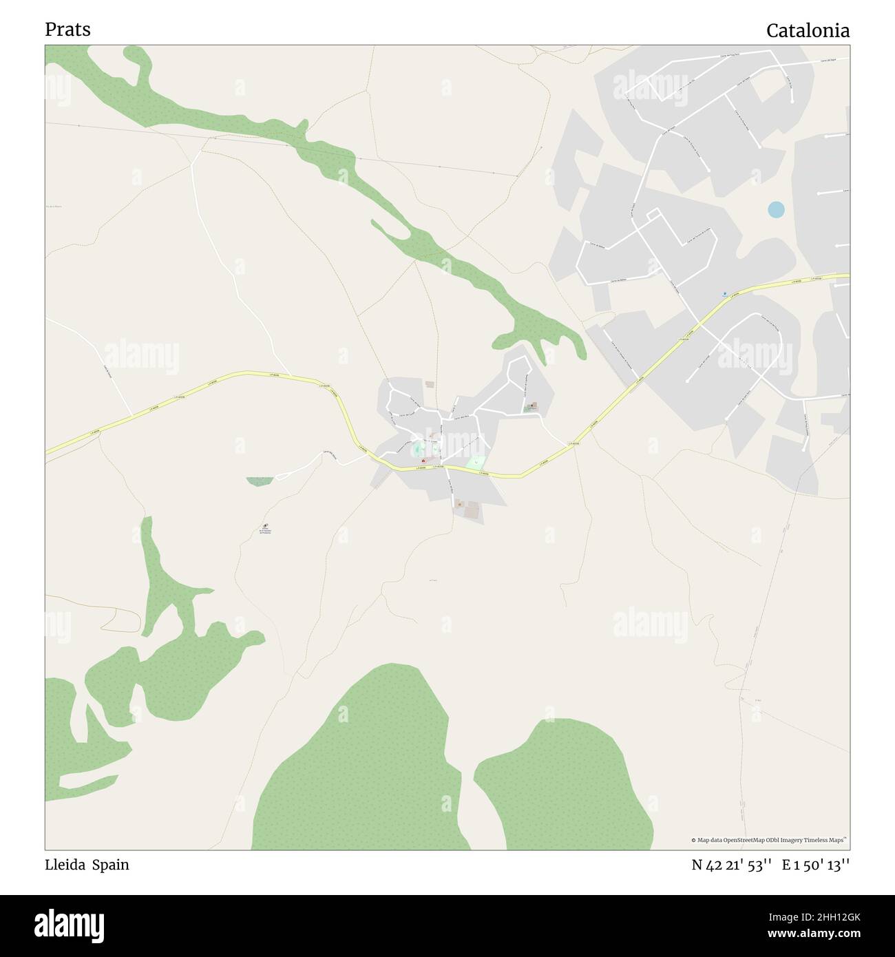 Prats, Lleida, Spagna, Catalogna, N 42 21' 53'', e 1 50' 13''', mappa, mappa senza tempo pubblicata nel 2021. Viaggiatori, esploratori e avventurieri come Florence Nightingale, David Livingstone, Ernest Shackleton, Lewis and Clark e Sherlock Holmes si sono affidati alle mappe per pianificare i viaggi verso gli angoli più remoti del mondo, Timeless Maps sta mappando la maggior parte delle località del mondo, mostrando il successo di grandi sogni Foto Stock