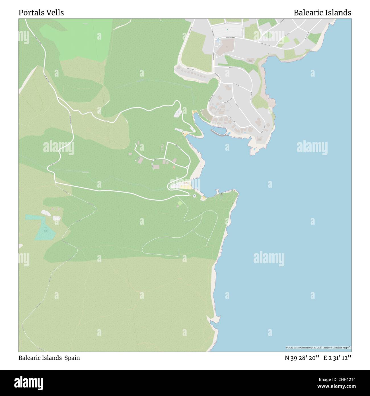 Portali Vells, Isole Baleari, Spagna, Isole Baleari, N 39 28' 20'', e 2 31' 12'', mappa, Mappa senza tempo pubblicata nel 2021. Viaggiatori, esploratori e avventurieri come Florence Nightingale, David Livingstone, Ernest Shackleton, Lewis and Clark e Sherlock Holmes si sono affidati alle mappe per pianificare i viaggi verso gli angoli più remoti del mondo, Timeless Maps sta mappando la maggior parte delle località del mondo, mostrando il successo di grandi sogni Foto Stock