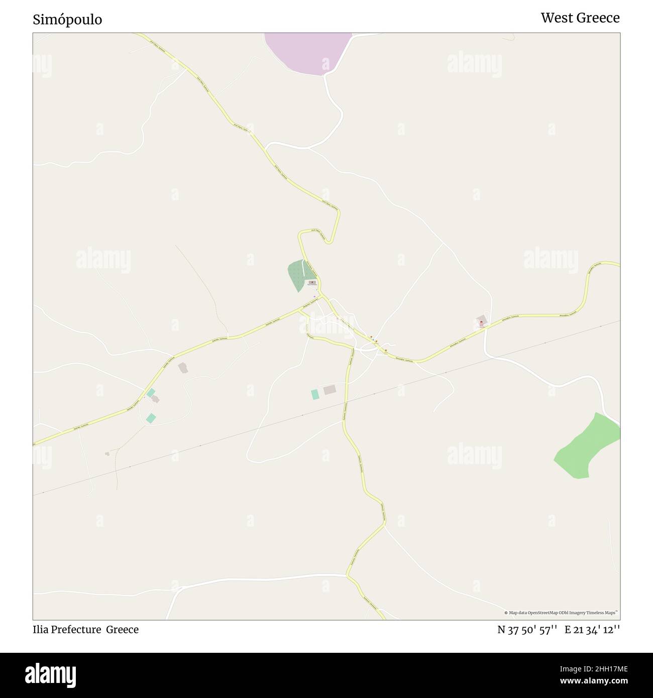 Simópoulo, Prefettura di Ilia, Grecia, Grecia occidentale, N 37 50' 57'', e 21 34' 12''', mappa, mappa senza tempo pubblicata nel 2021. Viaggiatori, esploratori e avventurieri come Florence Nightingale, David Livingstone, Ernest Shackleton, Lewis and Clark e Sherlock Holmes si sono affidati alle mappe per pianificare i viaggi verso gli angoli più remoti del mondo, Timeless Maps sta mappando la maggior parte delle località del mondo, mostrando il successo di grandi sogni Foto Stock