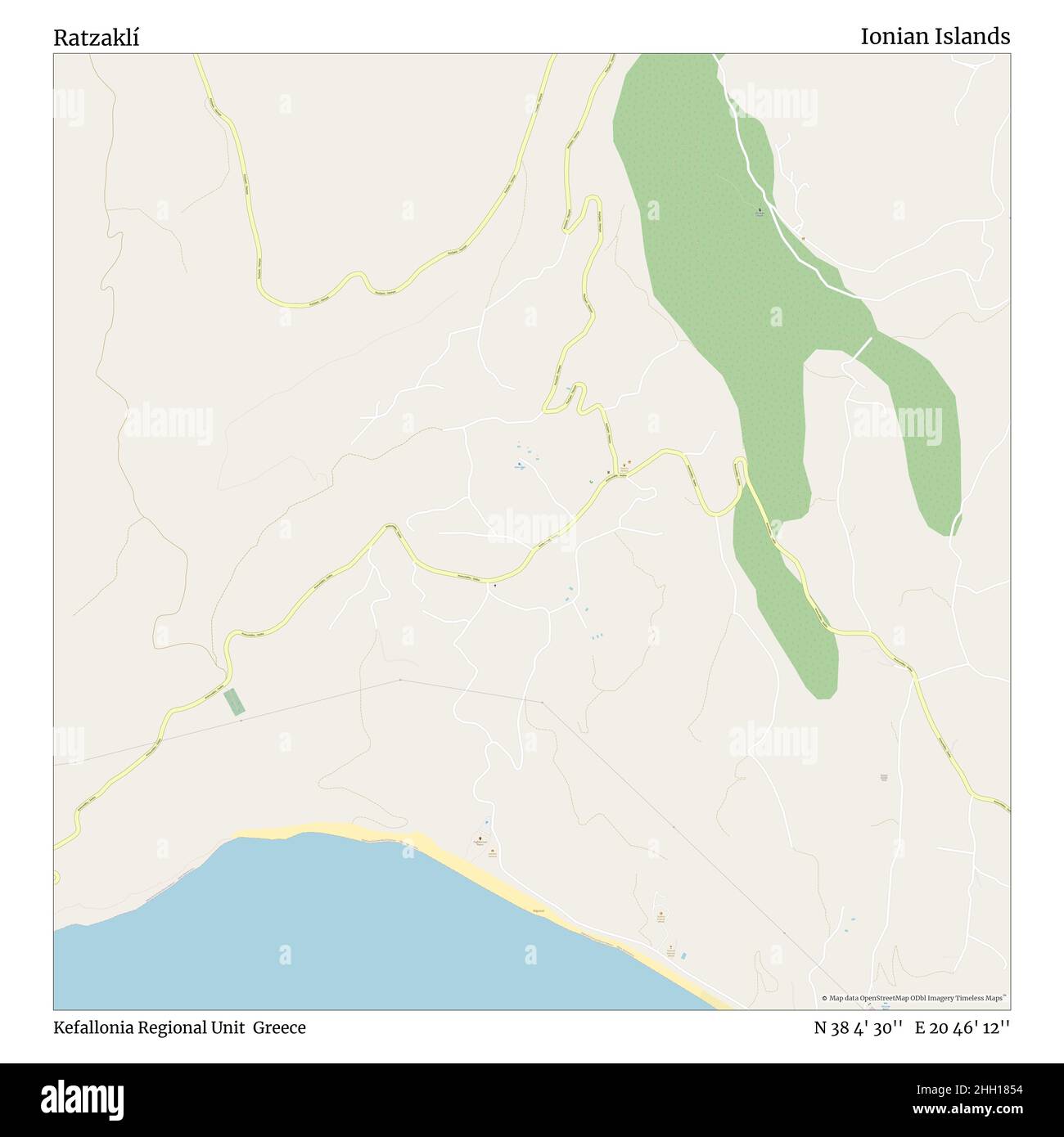 Ratzaklí, unità regionale di Cefalonia, Grecia, Isole IONIE, N 38 4' 30'', e 20 46' 12''', mappa, mappa senza tempo pubblicata nel 2021. Viaggiatori, esploratori e avventurieri come Florence Nightingale, David Livingstone, Ernest Shackleton, Lewis and Clark e Sherlock Holmes si sono affidati alle mappe per pianificare i viaggi verso gli angoli più remoti del mondo, Timeless Maps sta mappando la maggior parte delle località del mondo, mostrando il successo di grandi sogni Foto Stock