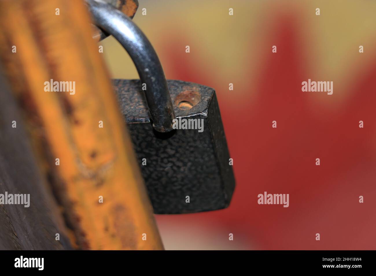 blocco appeso alla porta. Foto Stock