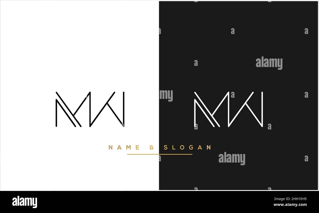 MW, WM Abstract Letters Logo MONOGRAMMA Illustrazione Vettoriale