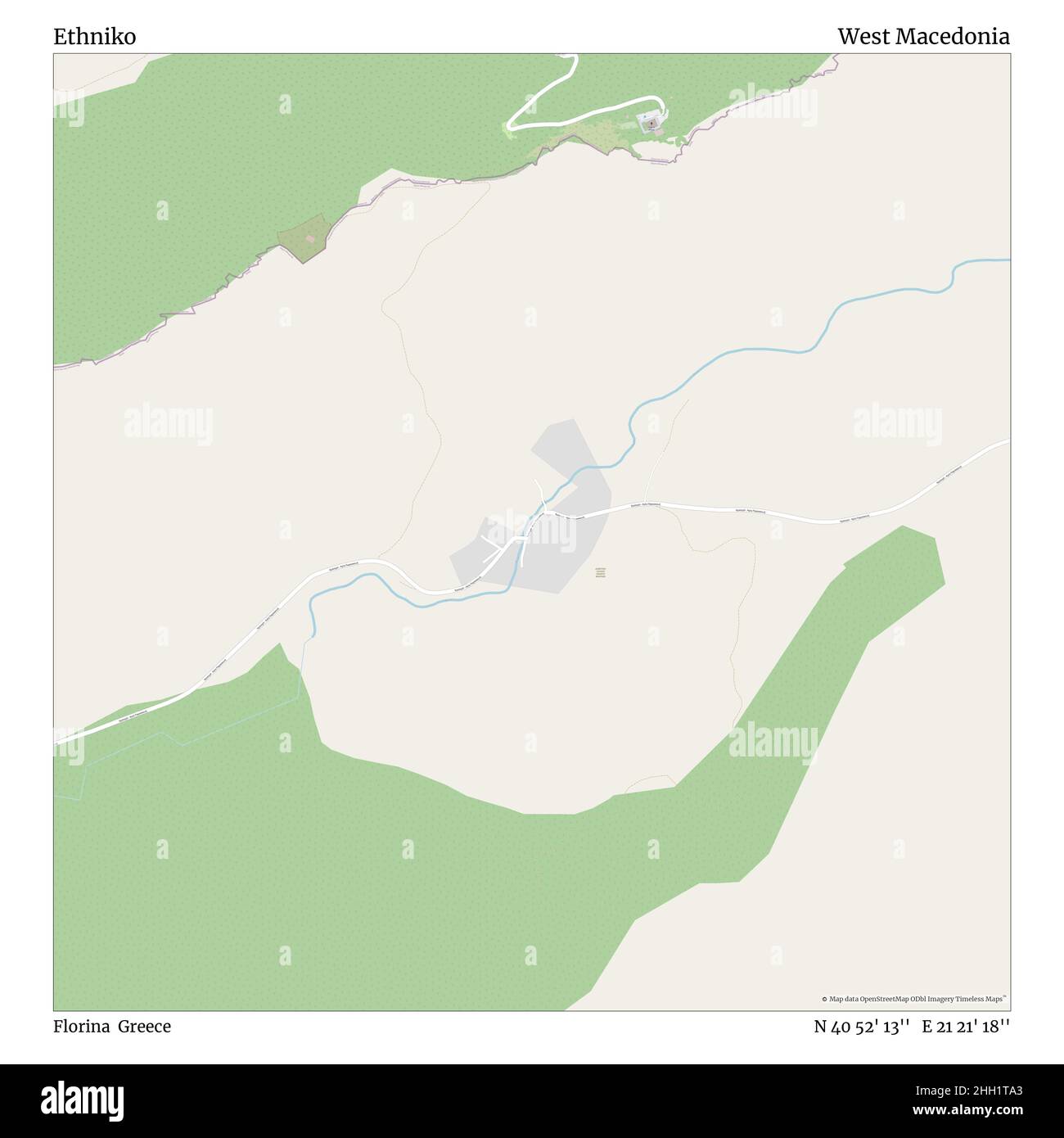 Ethniko, Florina, Grecia, Macedonia Occidentale, N 40 52' 13'', e 21 21' 18''', mappa, Mappa senza tempo pubblicata nel 2021. Viaggiatori, esploratori e avventurieri come Florence Nightingale, David Livingstone, Ernest Shackleton, Lewis and Clark e Sherlock Holmes si sono affidati alle mappe per pianificare i viaggi verso gli angoli più remoti del mondo, Timeless Maps sta mappando la maggior parte delle località del mondo, mostrando il successo di grandi sogni Foto Stock