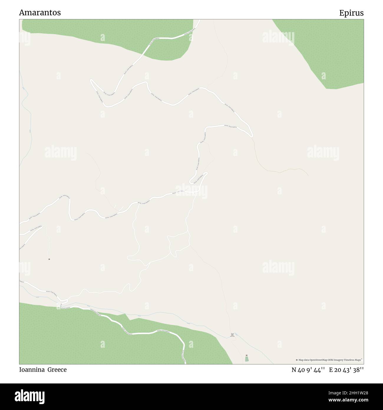 Amarantos, Ioannina, Grecia, EPIRO, N 40 9' 44'', e 20 43' 38''', mappa, mappa senza tempo pubblicata nel 2021. Viaggiatori, esploratori e avventurieri come Florence Nightingale, David Livingstone, Ernest Shackleton, Lewis and Clark e Sherlock Holmes si sono affidati alle mappe per pianificare i viaggi verso gli angoli più remoti del mondo, Timeless Maps sta mappando la maggior parte delle località del mondo, mostrando il successo di grandi sogni Foto Stock