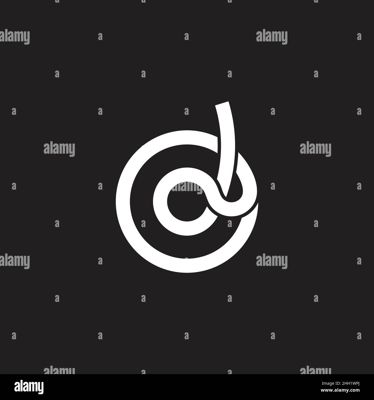lettera d linkata linea di filettatura circolare vettore di logo rotondo Illustrazione Vettoriale