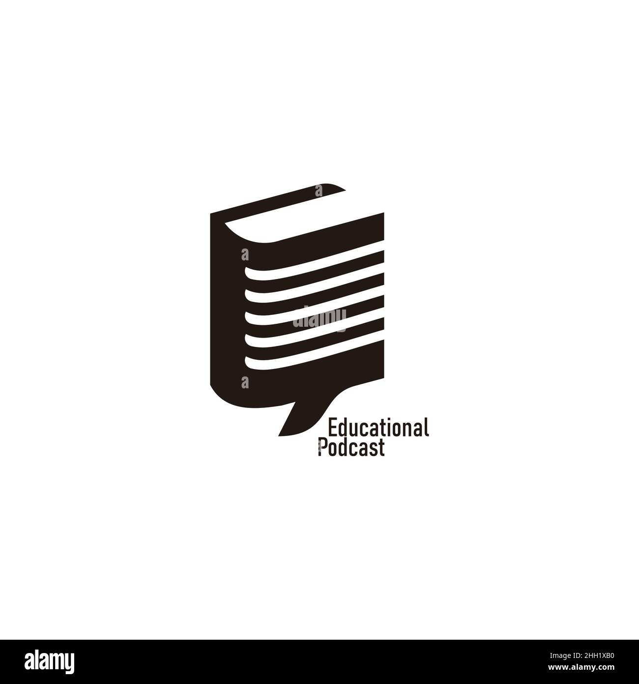 libro microfono istruzione podcast simbolo vettore logo Illustrazione Vettoriale