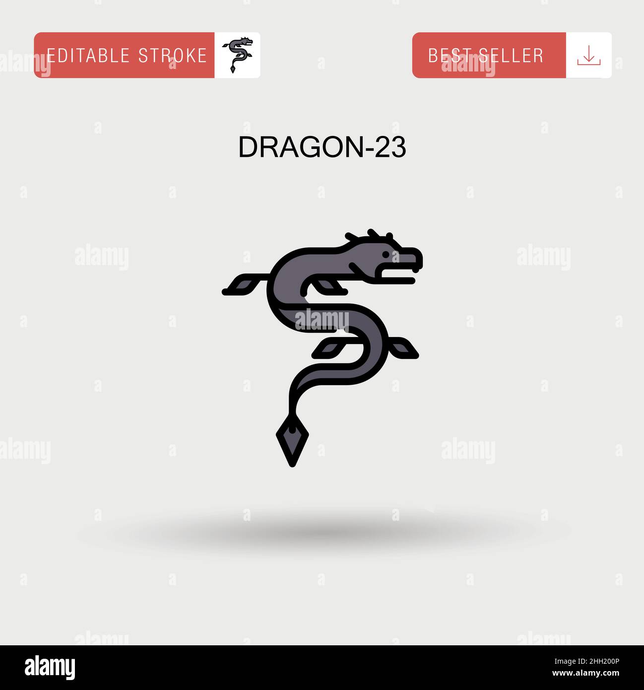 Dragon-23 semplice icona vettoriale. Illustrazione Vettoriale