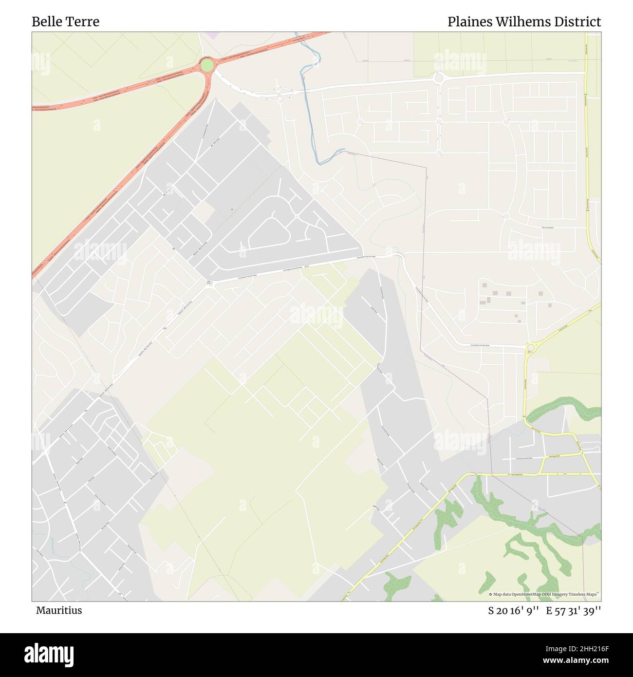 Belle Terre, Mauritius, Plaines Wilhems District, S 20 16' 9'', e 57 31' 39''', mappa, mappa senza tempo pubblicata nel 2021. Viaggiatori, esploratori e avventurieri come Florence Nightingale, David Livingstone, Ernest Shackleton, Lewis and Clark e Sherlock Holmes si sono affidati alle mappe per pianificare i viaggi verso gli angoli più remoti del mondo, Timeless Maps sta mappando la maggior parte delle località del mondo, mostrando il successo di grandi sogni Foto Stock