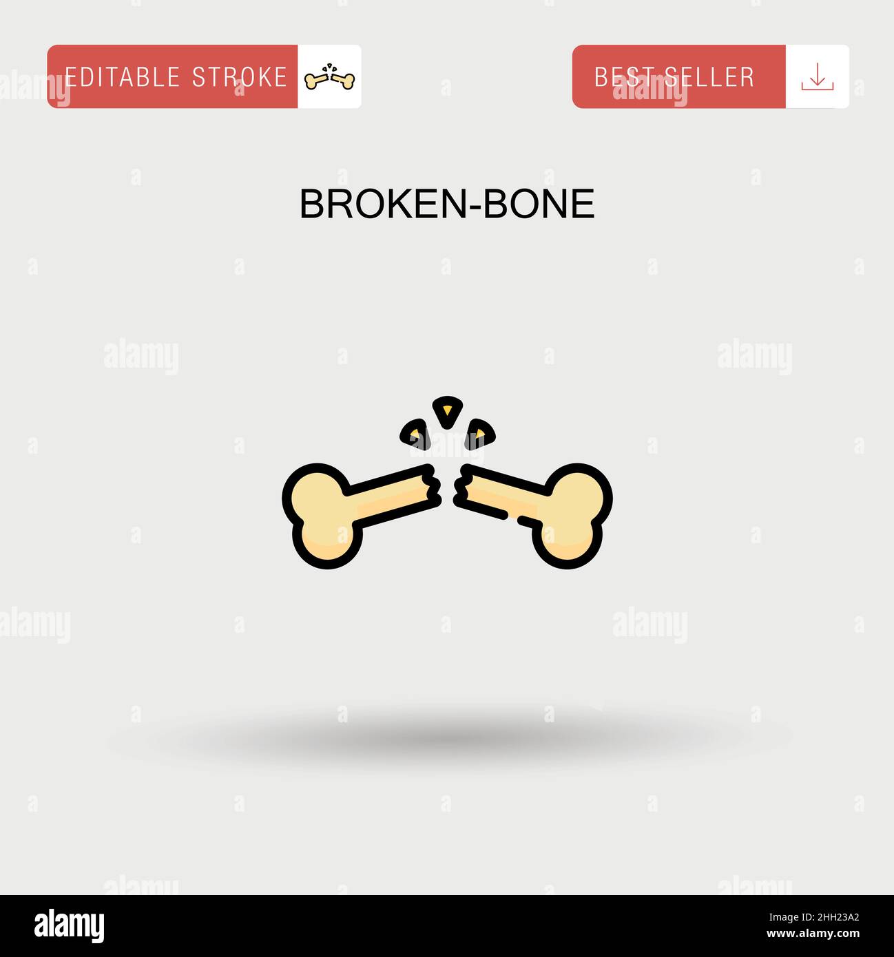 Icona vettore semplice osso rotto. Illustrazione Vettoriale