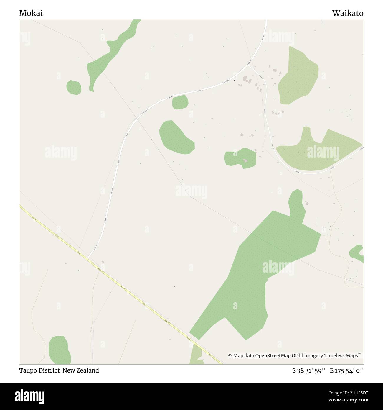 Mokai, Taupo District, Nuova Zelanda, Waikato, S 38 31' 59'', e 175 54' 0''', mappa, Mappa senza tempo pubblicata nel 2021. Viaggiatori, esploratori e avventurieri come Florence Nightingale, David Livingstone, Ernest Shackleton, Lewis and Clark e Sherlock Holmes si sono affidati alle mappe per pianificare i viaggi verso gli angoli più remoti del mondo, Timeless Maps sta mappando la maggior parte delle località del mondo, mostrando il successo di grandi sogni Foto Stock