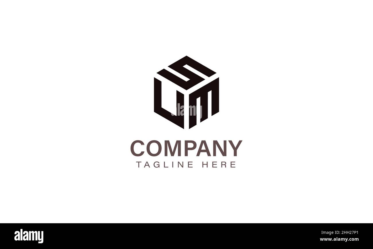 Logo Letter SUM, Logo a tre lettere, modello di icona vettoriale a forma esagonale Alphabet S U M. Illustrazione Vettoriale
