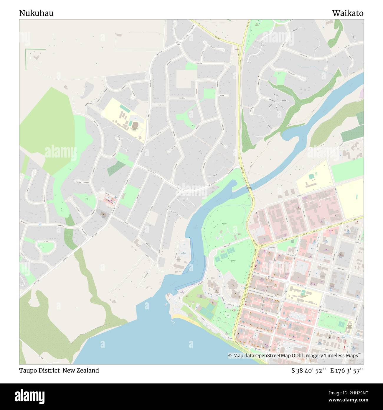 Nukuhau, distretto di Taupo, Nuova Zelanda, Waikato, S 38 40' 52'', e 176 3' 57'', mappa, mappa senza tempo pubblicata nel 2021. Viaggiatori, esploratori e avventurieri come Florence Nightingale, David Livingstone, Ernest Shackleton, Lewis and Clark e Sherlock Holmes si sono affidati alle mappe per pianificare i viaggi verso gli angoli più remoti del mondo, Timeless Maps sta mappando la maggior parte delle località del mondo, mostrando il successo di grandi sogni Foto Stock