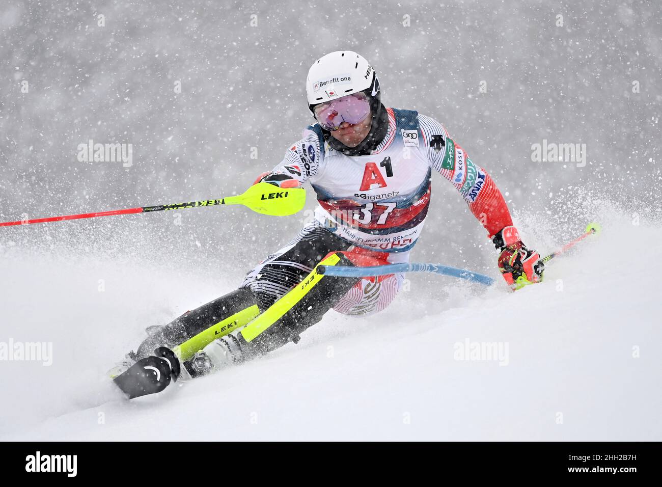 Yohei KOYAMA (JPN), azione, sci alpino, slalom maschile, 82nd Hahnenkamm gara 2022, Kitzbuehel, Hahnenkamm, il 01/22/2022. Foto Stock