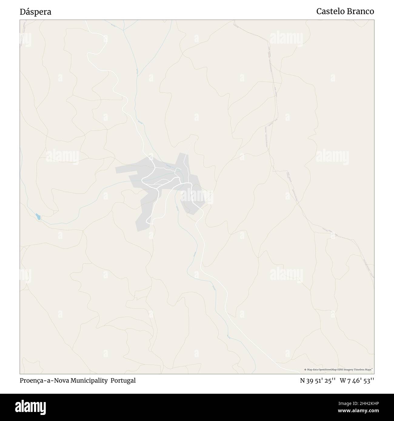 Dáspera, comune di ProenCà-a-Nova, Portogallo, Castelo Branco, N 39 51' 25'', W 7 46' 53''', mappa, Mappa senza tempo pubblicata nel 2021. Viaggiatori, esploratori e avventurieri come Florence Nightingale, David Livingstone, Ernest Shackleton, Lewis and Clark e Sherlock Holmes si sono affidati alle mappe per pianificare i viaggi verso gli angoli più remoti del mondo, Timeless Maps sta mappando la maggior parte delle località del mondo, mostrando il successo di grandi sogni Foto Stock