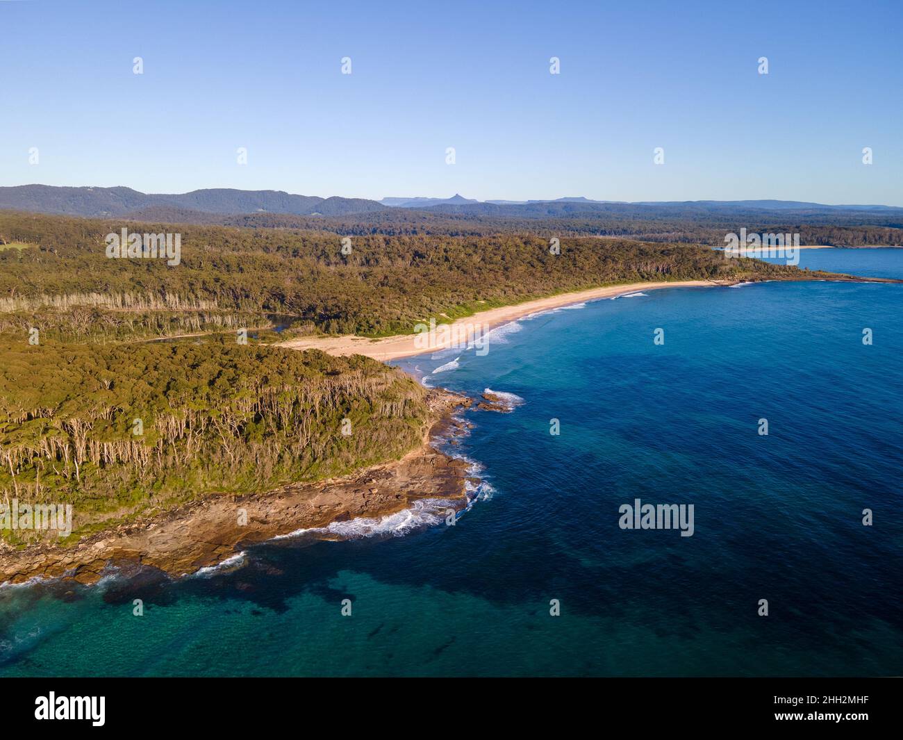 Vista aerea di Bawley Point Beach, NSW, Australia Foto Stock