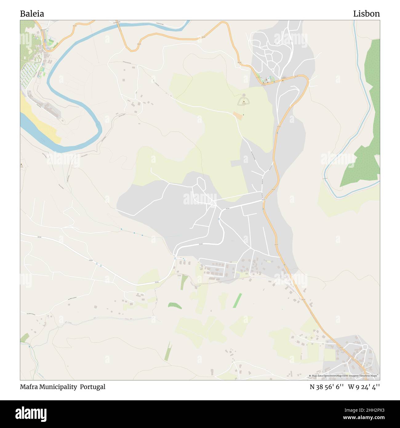 Baleia, comune di Mafra, Portogallo, Lisbona, N 38 56' 6'', W 9 24' 4''', mappa, mappa senza tempo pubblicata nel 2021. Viaggiatori, esploratori e avventurieri come Florence Nightingale, David Livingstone, Ernest Shackleton, Lewis and Clark e Sherlock Holmes si sono affidati alle mappe per pianificare i viaggi verso gli angoli più remoti del mondo, Timeless Maps sta mappando la maggior parte delle località del mondo, mostrando il successo di grandi sogni Foto Stock