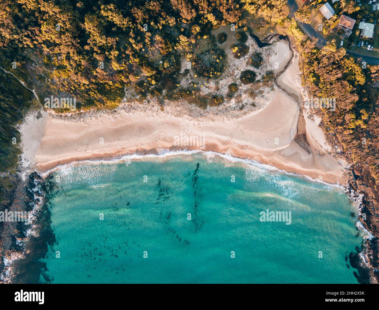 Vista aerea di Bawley Point Beach, NSW, Australia Foto Stock