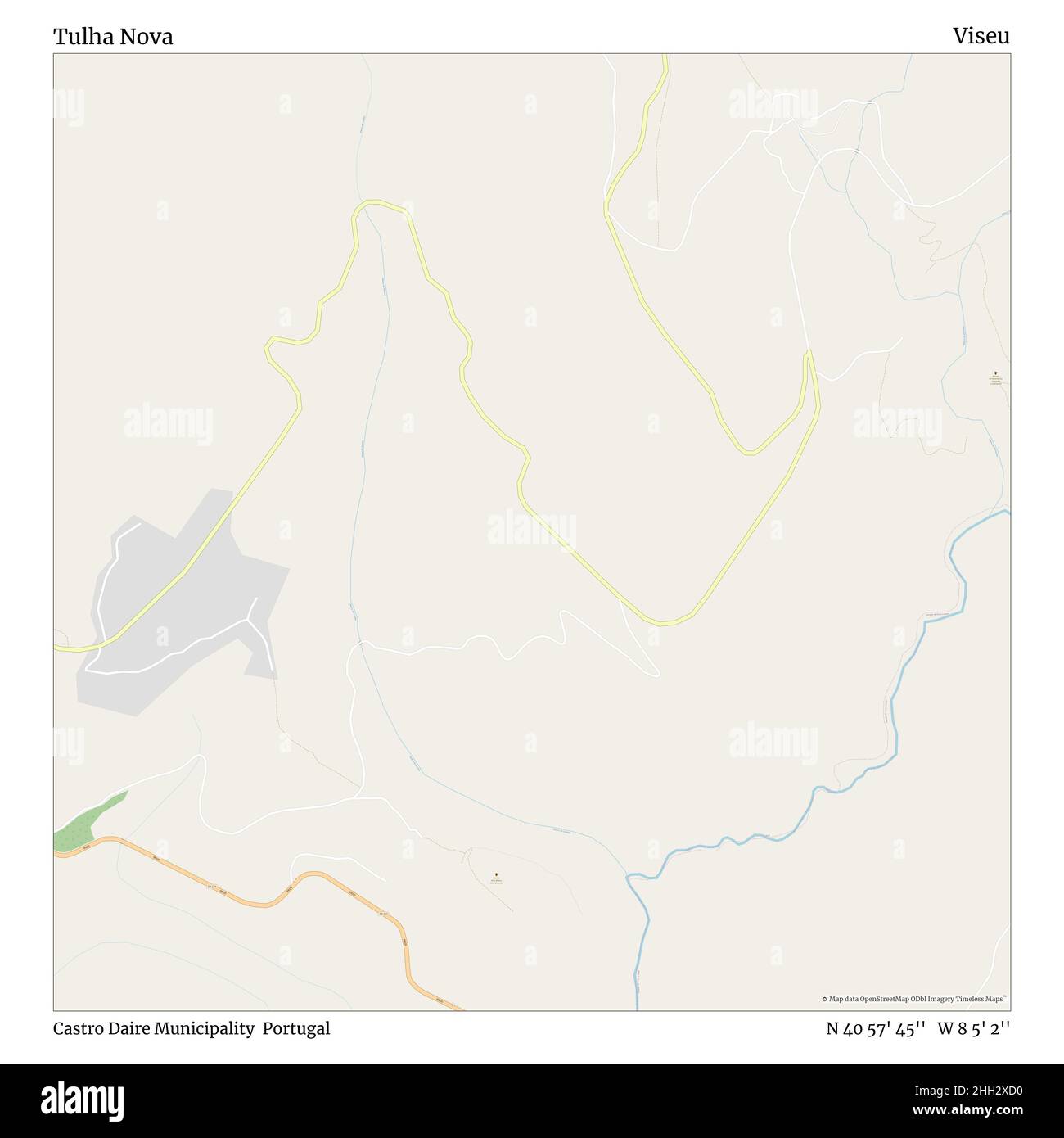 Tulha Nova, comune di Castro Daire, Portogallo, Viseu, N 40 57' 45'', W 8 5' 2''', mappa, mappa senza tempo pubblicata nel 2021. Viaggiatori, esploratori e avventurieri come Florence Nightingale, David Livingstone, Ernest Shackleton, Lewis and Clark e Sherlock Holmes si sono affidati alle mappe per pianificare i viaggi verso gli angoli più remoti del mondo, Timeless Maps sta mappando la maggior parte delle località del mondo, mostrando il successo di grandi sogni Foto Stock