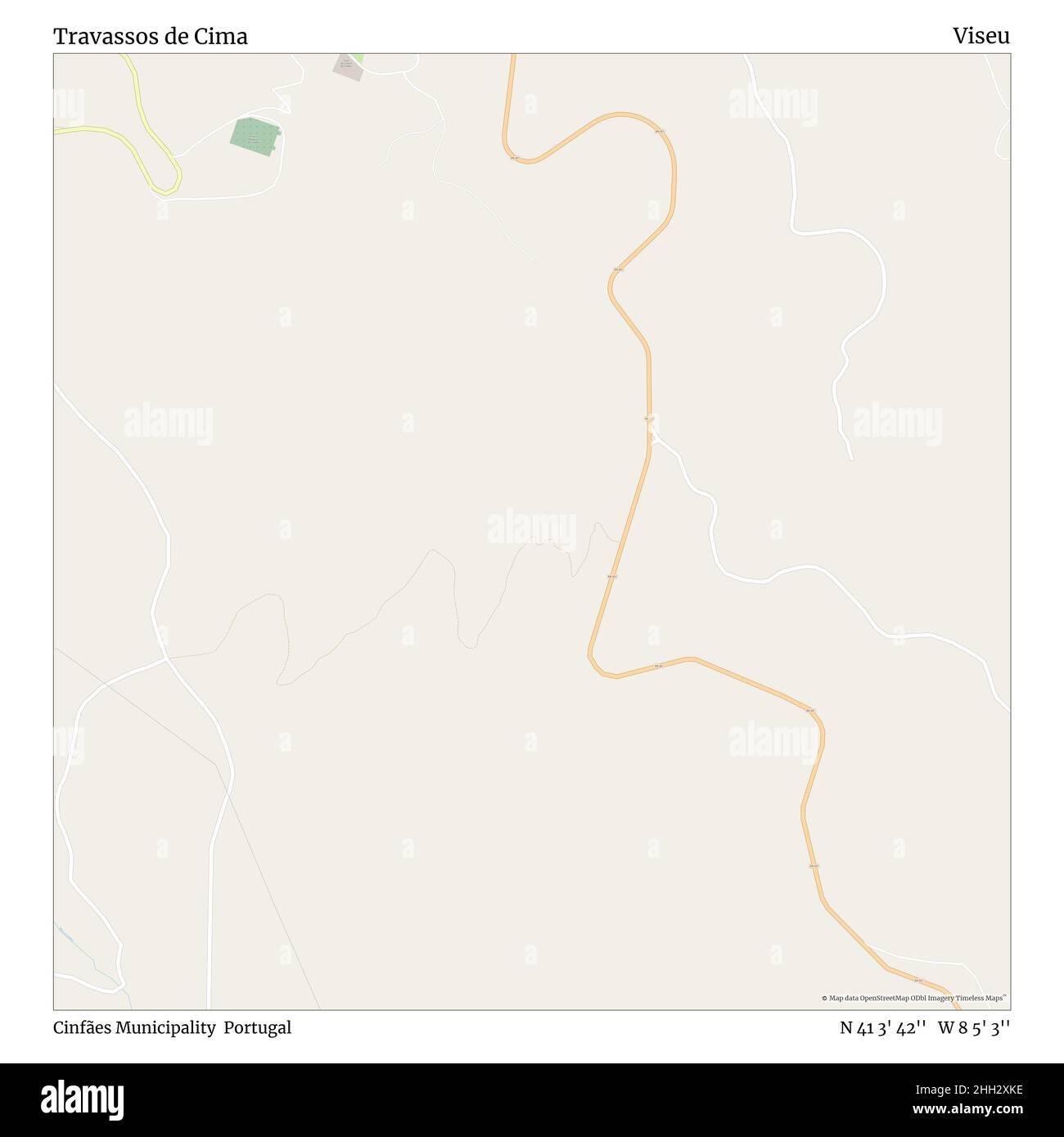 Travassos de cima, comune di Cinfães, Portogallo, Viseu, N 41 3' 42'', W 8 5' 3''', mappa, mappa senza tempo pubblicata nel 2021. Viaggiatori, esploratori e avventurieri come Florence Nightingale, David Livingstone, Ernest Shackleton, Lewis and Clark e Sherlock Holmes si sono affidati alle mappe per pianificare i viaggi verso gli angoli più remoti del mondo, Timeless Maps sta mappando la maggior parte delle località del mondo, mostrando il successo di grandi sogni Foto Stock