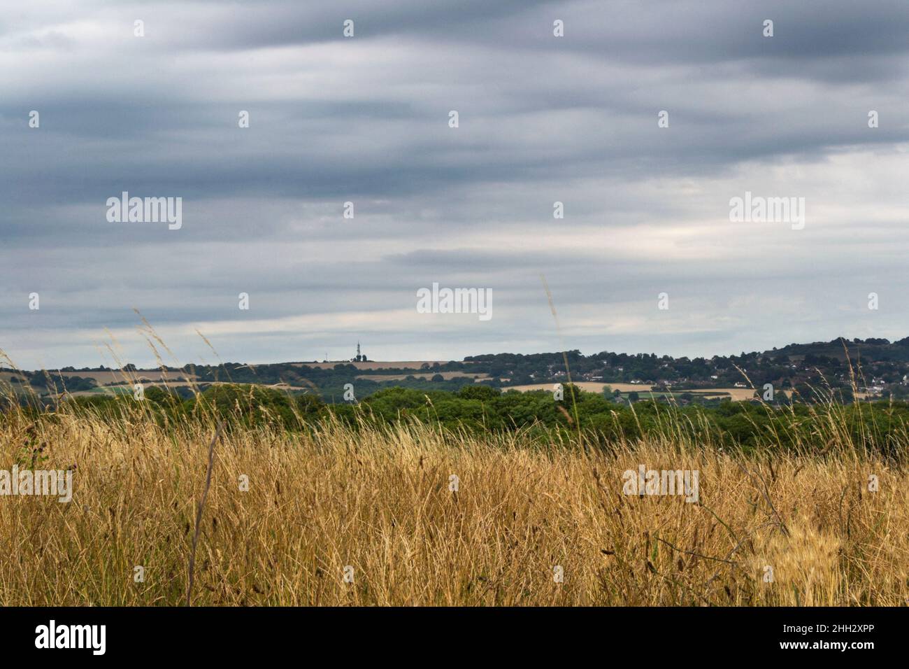 High Down Hill, Worthing, West Sussex, guardando a ovest verso Truliegh Hill Foto Stock