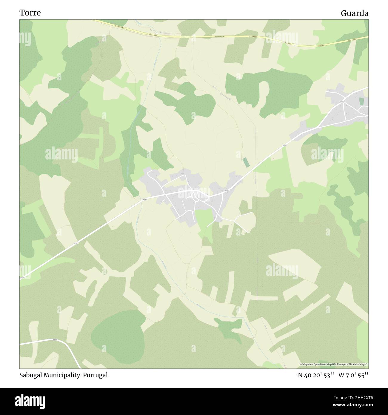 Torre, comune Sabugal, Portogallo, Guarda, N 40 20' 53'', W 7 0' 55'', mappa, mappa senza tempo pubblicata nel 2021. Viaggiatori, esploratori e avventurieri come Florence Nightingale, David Livingstone, Ernest Shackleton, Lewis and Clark e Sherlock Holmes si sono affidati alle mappe per pianificare i viaggi verso gli angoli più remoti del mondo, Timeless Maps sta mappando la maggior parte delle località del mondo, mostrando il successo di grandi sogni Foto Stock