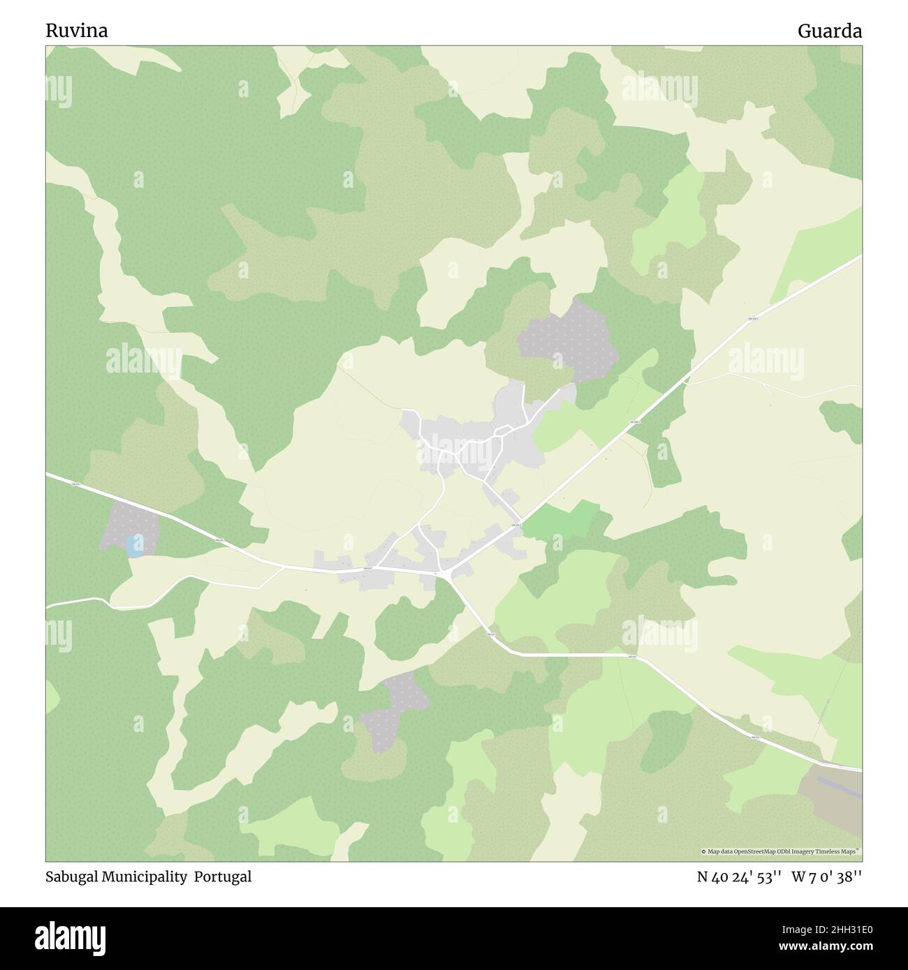 Ruvina, comune Sabugal, Portogallo, Guarda, N 40 24' 53'', W 7 0' 38''', mappa, mappa senza tempo pubblicata nel 2021. Viaggiatori, esploratori e avventurieri come Florence Nightingale, David Livingstone, Ernest Shackleton, Lewis and Clark e Sherlock Holmes si sono affidati alle mappe per pianificare i viaggi verso gli angoli più remoti del mondo, Timeless Maps sta mappando la maggior parte delle località del mondo, mostrando il successo di grandi sogni Foto Stock