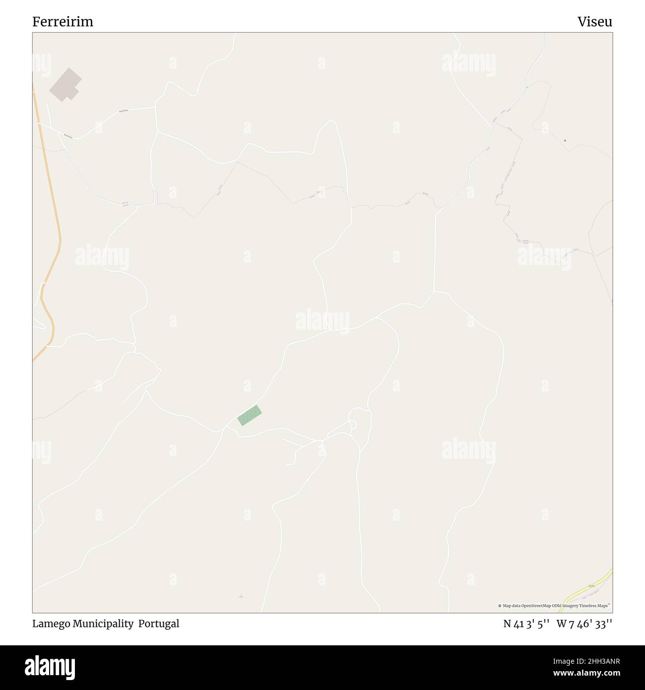 Ferreirim, comune di Lamego, Portogallo, Viseu, N 41 3' 5'', W 7 46' 33''', mappa, mappa senza tempo pubblicata nel 2021. Viaggiatori, esploratori e avventurieri come Florence Nightingale, David Livingstone, Ernest Shackleton, Lewis and Clark e Sherlock Holmes si sono affidati alle mappe per pianificare i viaggi verso gli angoli più remoti del mondo, Timeless Maps sta mappando la maggior parte delle località del mondo, mostrando il successo di grandi sogni Foto Stock