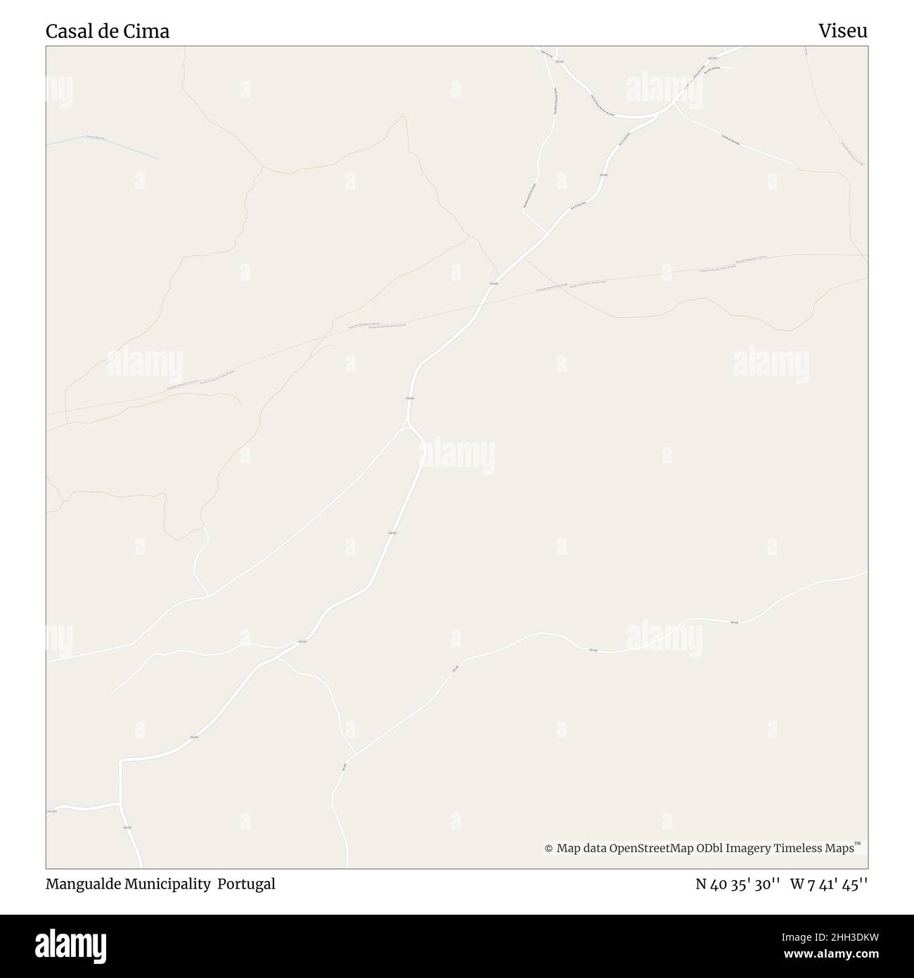 Casal de cima, comune di Mangualde, Portogallo, Viseu, N 40 35' 30'', W 7 41' 45''', mappa, mappa senza tempo pubblicata nel 2021. Viaggiatori, esploratori e avventurieri come Florence Nightingale, David Livingstone, Ernest Shackleton, Lewis and Clark e Sherlock Holmes si sono affidati alle mappe per pianificare i viaggi verso gli angoli più remoti del mondo, Timeless Maps sta mappando la maggior parte delle località del mondo, mostrando il successo di grandi sogni Foto Stock