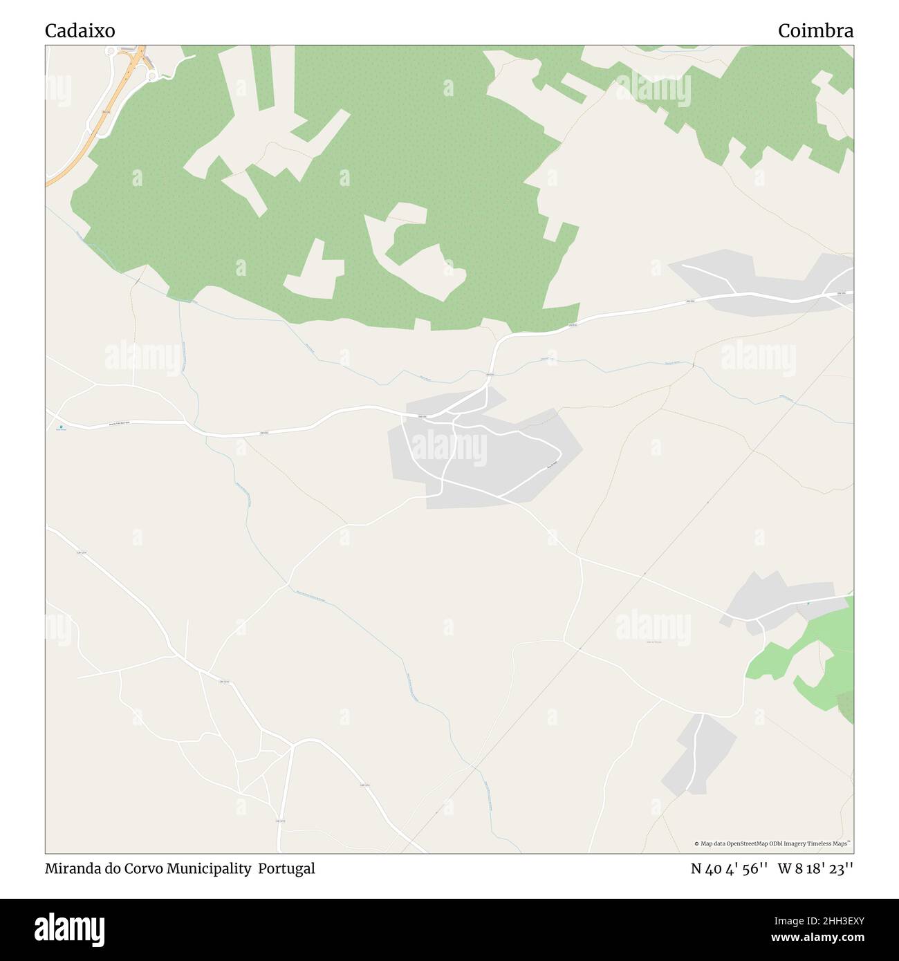 Cadaixo, comune di Miranda do Corvo, Portogallo, Coimbra, N 40 4' 56''', W 8 18' 23''', mappa, Mappa senza tempo pubblicata nel 2021. Viaggiatori, esploratori e avventurieri come Florence Nightingale, David Livingstone, Ernest Shackleton, Lewis and Clark e Sherlock Holmes si sono affidati alle mappe per pianificare i viaggi verso gli angoli più remoti del mondo, Timeless Maps sta mappando la maggior parte delle località del mondo, mostrando il successo di grandi sogni Foto Stock