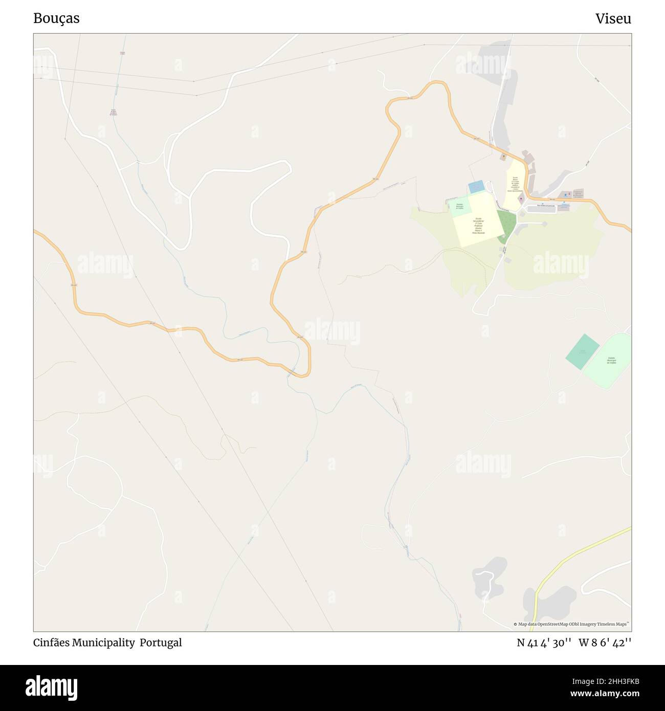 Bouas, comune di Cinfães, Portogallo, Viseu, N 41 4' 30'', W 8 6' 42''', mappa, mappa senza tempo pubblicata nel 2021. Viaggiatori, esploratori e avventurieri come Florence Nightingale, David Livingstone, Ernest Shackleton, Lewis and Clark e Sherlock Holmes si sono affidati alle mappe per pianificare i viaggi verso gli angoli più remoti del mondo, Timeless Maps sta mappando la maggior parte delle località del mondo, mostrando il successo di grandi sogni Foto Stock