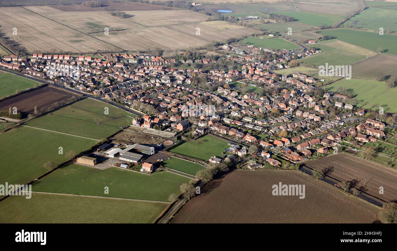 Vista aerea del villaggio di North Duffield, North Yorkshire Foto Stock