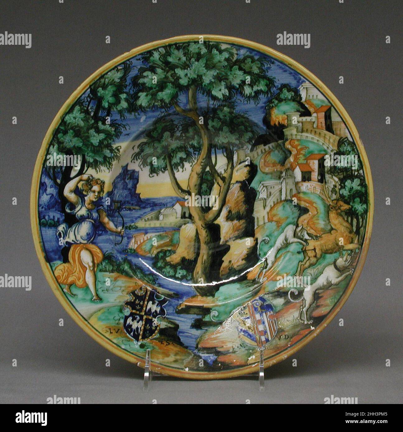 Piastra ca. 1570 Italiano, Urbino. Piastra. Italiano, Urbino. Ca. 1570. Maiolica (terracotta stagnata). Ceramica-ceramica Foto Stock
