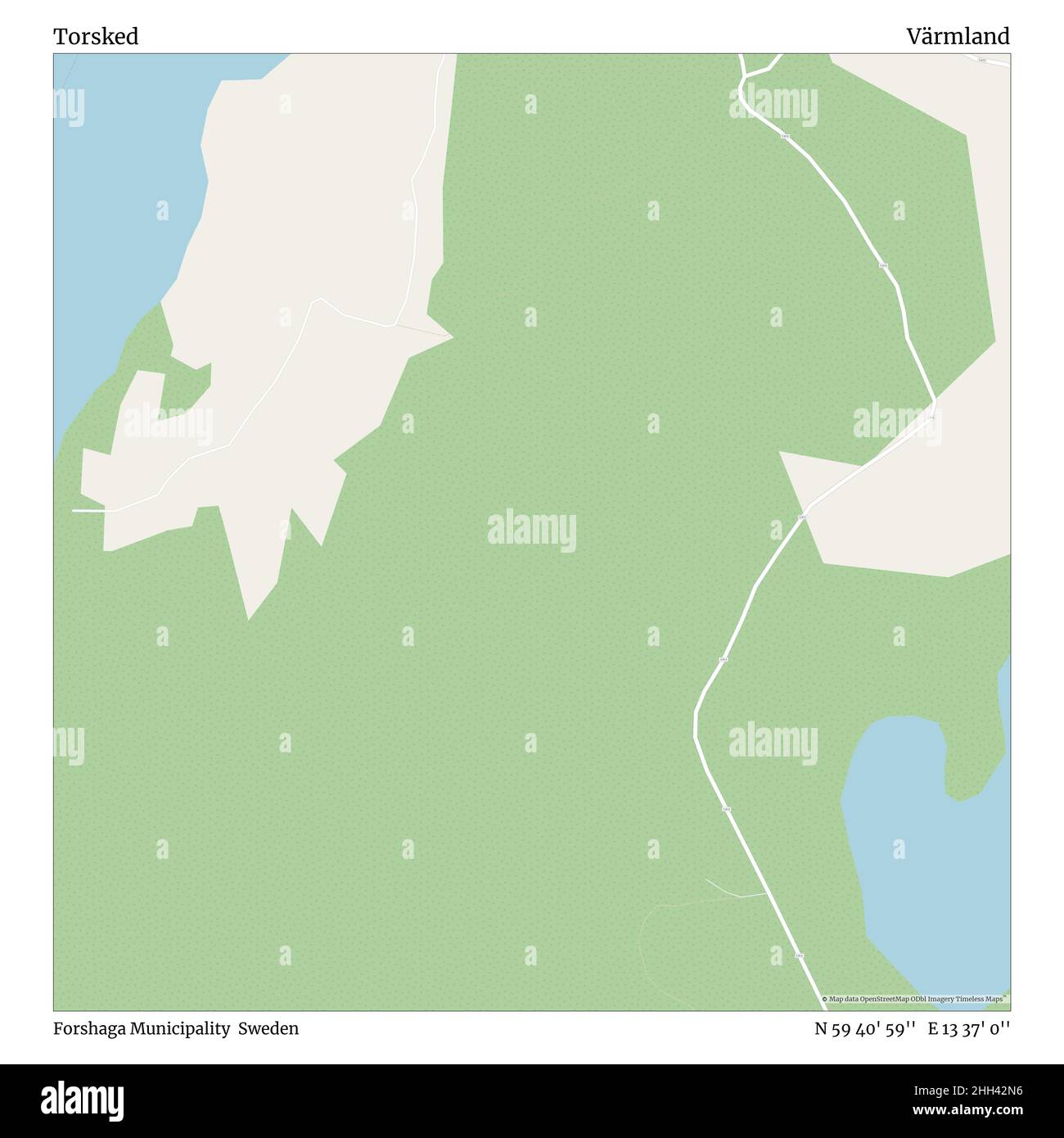 Torsked, comune di Forshaga, Svezia, Värmland, N 59 40' 59'', e 13 37' 0''', mappa, mappa senza tempo pubblicata nel 2021. Viaggiatori, esploratori e avventurieri come Florence Nightingale, David Livingstone, Ernest Shackleton, Lewis and Clark e Sherlock Holmes si sono affidati alle mappe per pianificare i viaggi verso gli angoli più remoti del mondo, Timeless Maps sta mappando la maggior parte delle località del mondo, mostrando il successo di grandi sogni. Foto Stock