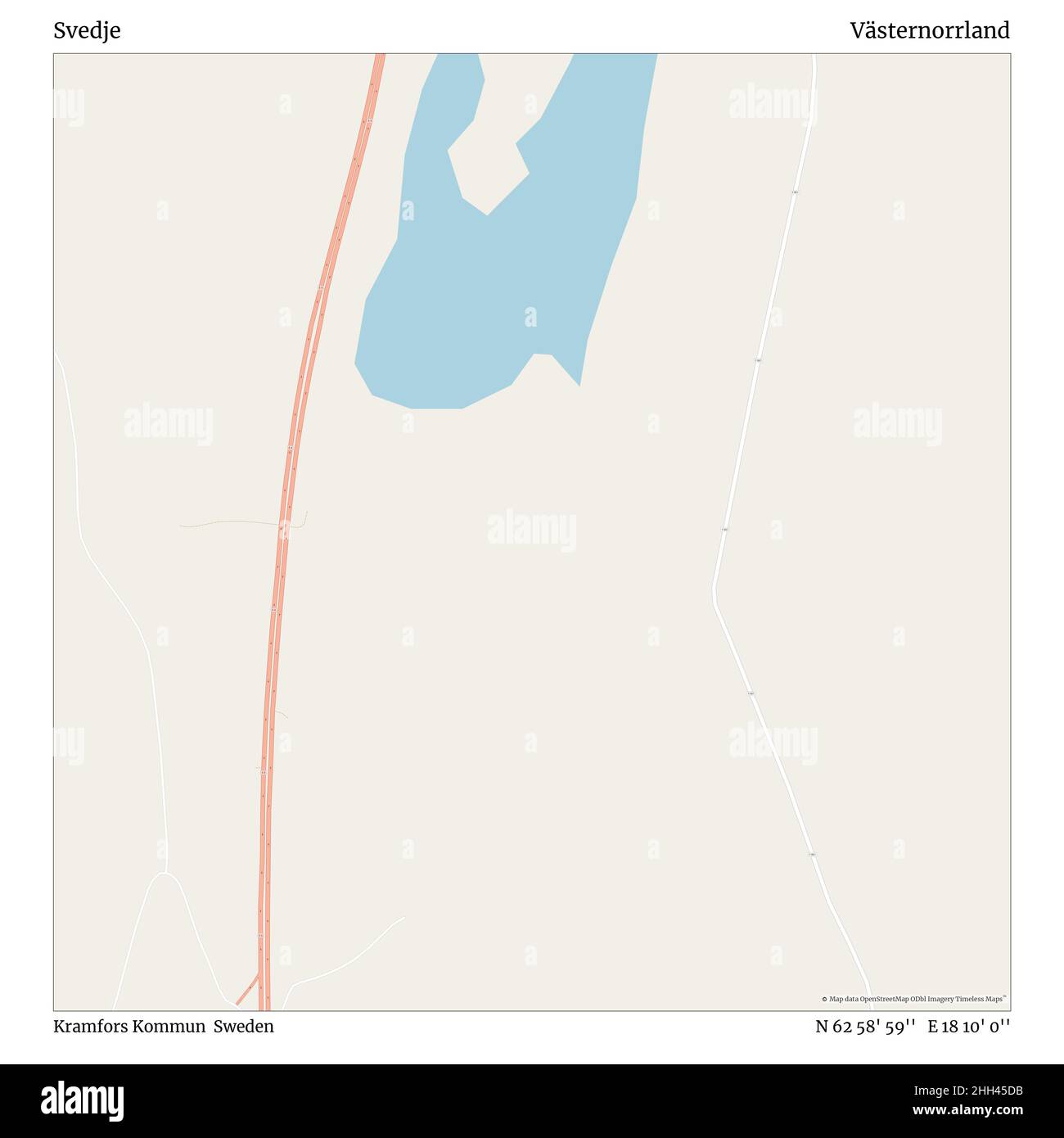 Svedje, Kramfors Kommun, Sweden, Västernorrland, N 62 58' 59'', e 18 10' 0''', mappa, mappa senza tempo pubblicata nel 2021. Viaggiatori, esploratori e avventurieri come Florence Nightingale, David Livingstone, Ernest Shackleton, Lewis and Clark e Sherlock Holmes si sono affidati alle mappe per pianificare i viaggi verso gli angoli più remoti del mondo, Timeless Maps sta mappando la maggior parte delle località del mondo, mostrando il successo di grandi sogni. Foto Stock