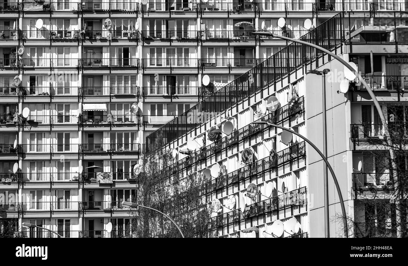 Wohnanlage Pallasseum von Jürgen Sawade u.a., 1974-1977, Berlino, Germania Foto Stock