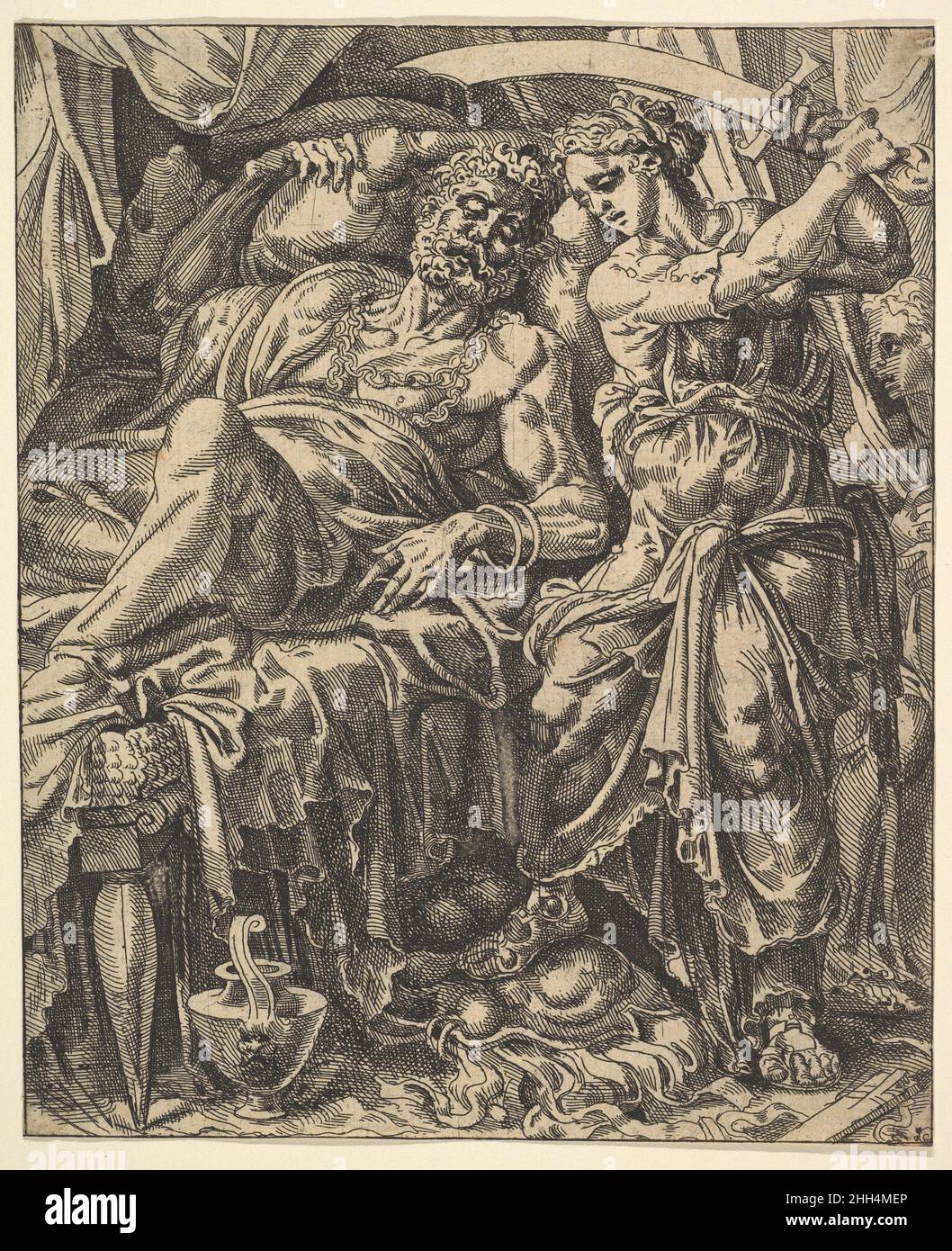 Judith Slovando Holofernes, dalla Storia di Judith e Holofernes Maarten van Heemskerck Netherlandish. Judith posa Holofernes, dalla Storia di Judith e Holofernes 405360 Foto Stock