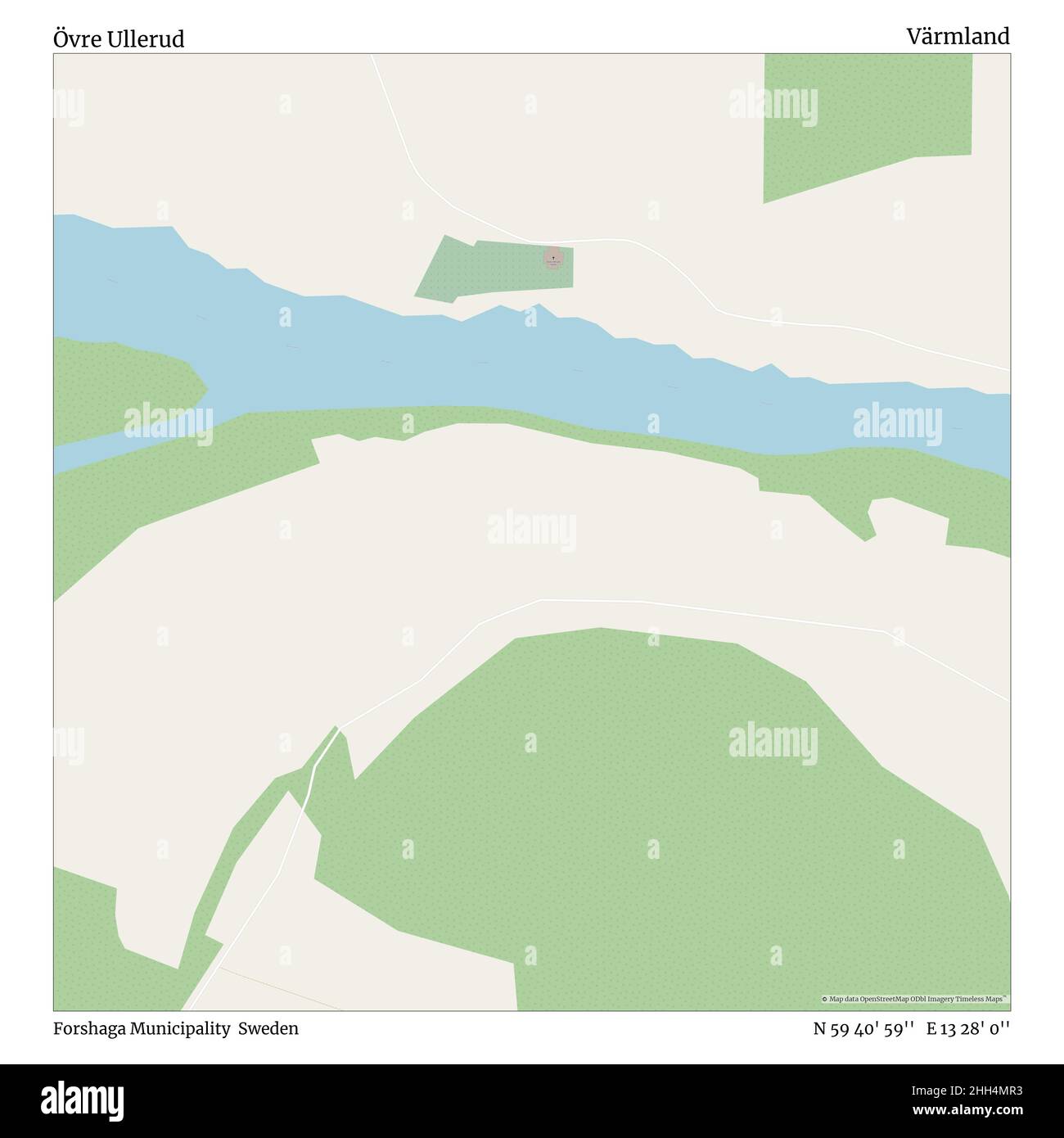 Övre Ullerud, comune di Forshaga, Svezia, Värmland, N 59 40' 59'', e 13 28' 0''', mappa, mappa senza tempo pubblicata nel 2021. Viaggiatori, esploratori e avventurieri come Florence Nightingale, David Livingstone, Ernest Shackleton, Lewis and Clark e Sherlock Holmes si sono affidati alle mappe per pianificare i viaggi verso gli angoli più remoti del mondo, Timeless Maps sta mappando la maggior parte delle località del mondo, mostrando il successo di grandi sogni. Foto Stock