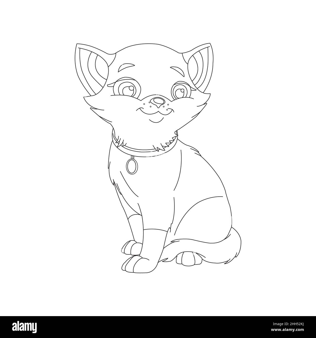 Kitty Cat contorno colorare pagina per bambini Foto Stock