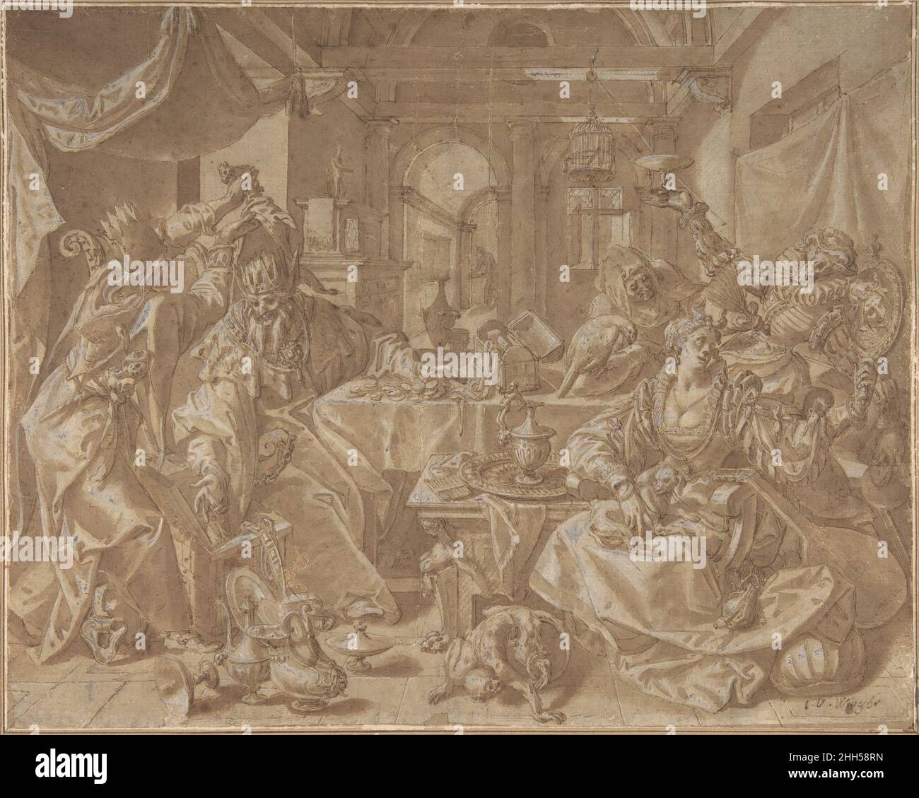 Allegoria di ricchezza, lust e stupidità fine 16th secolo Joos van Wenghe Netherlandish. Allegoria di ricchezza, lust e stupidità 339132 Foto Stock