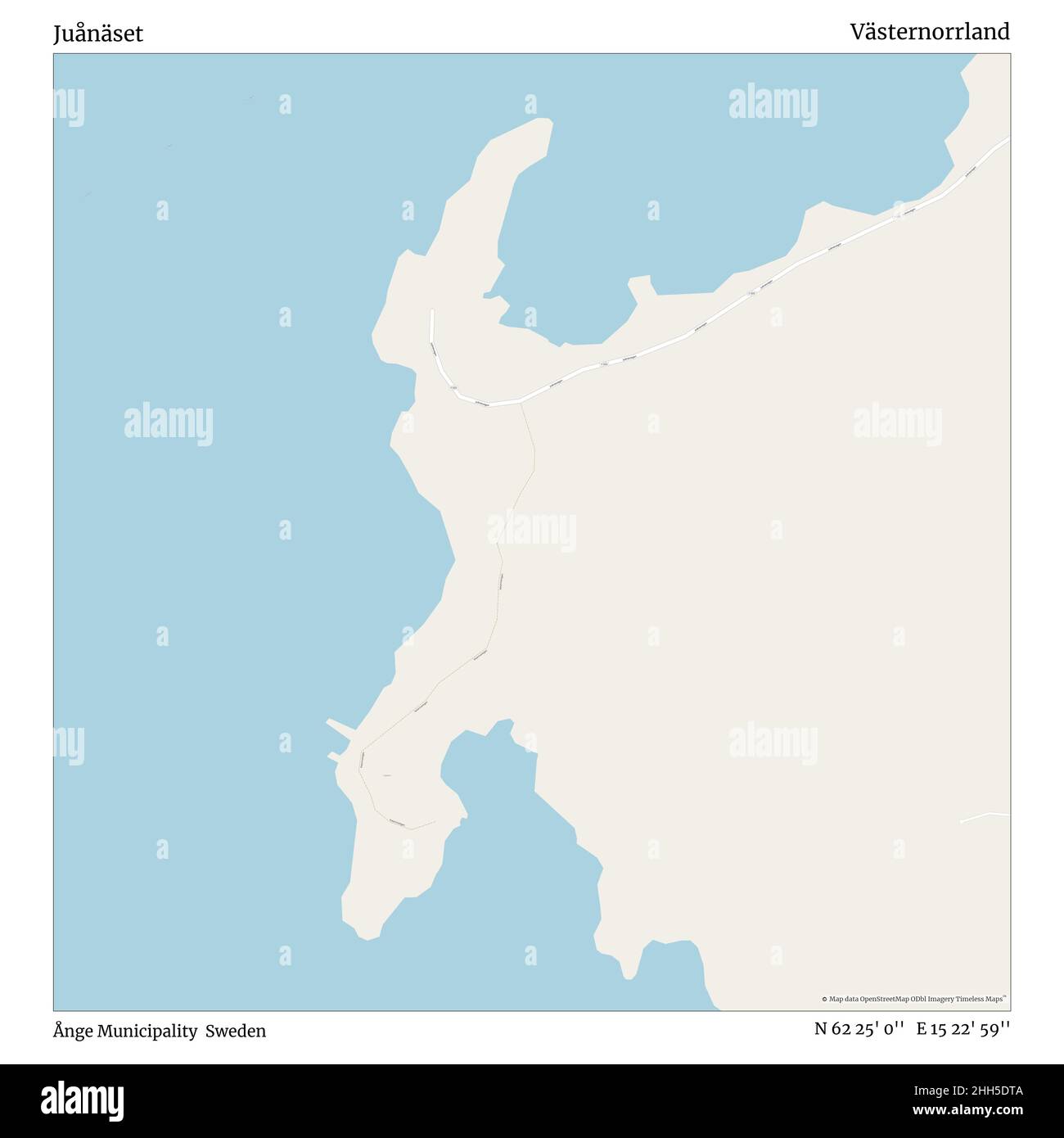 Juånäset, comune di Ånge, Svezia, Västernorrland, N 62 25' 0'', e 15 22' 59'', mappa, mappa senza tempo pubblicata nel 2021. Viaggiatori, esploratori e avventurieri come Florence Nightingale, David Livingstone, Ernest Shackleton, Lewis and Clark e Sherlock Holmes si sono affidati alle mappe per pianificare i viaggi verso gli angoli più remoti del mondo, Timeless Maps sta mappando la maggior parte delle località del mondo, mostrando il successo di grandi sogni. Foto Stock