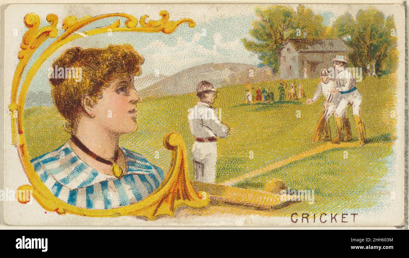 Cricket, della serie Giochi e Sport (N165) per le sigarette Old Judge 1889 pubblicato da Goodwin & Company la serie 'Giochi e Sport' di carte commerciali (N165) è stata emessa da Goodwin & Company nel 1889 per promuovere le sigarette Old Judge. Il Metropolitan Museum of Art possiede tutte le 50 carte della serie. Cricket, della serie Giochi e Sport (N165) per Old Judge sigarette 400650 Foto Stock