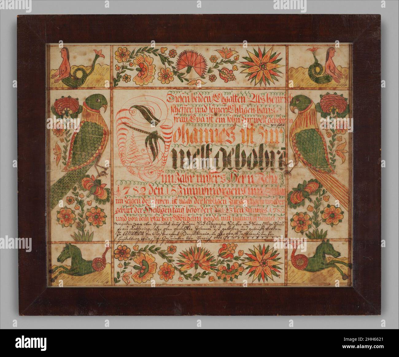 Certificato di nascita e battesimale 1782 Johann Heinrich otto. Certificato di nascita e battesimale 534 Foto Stock