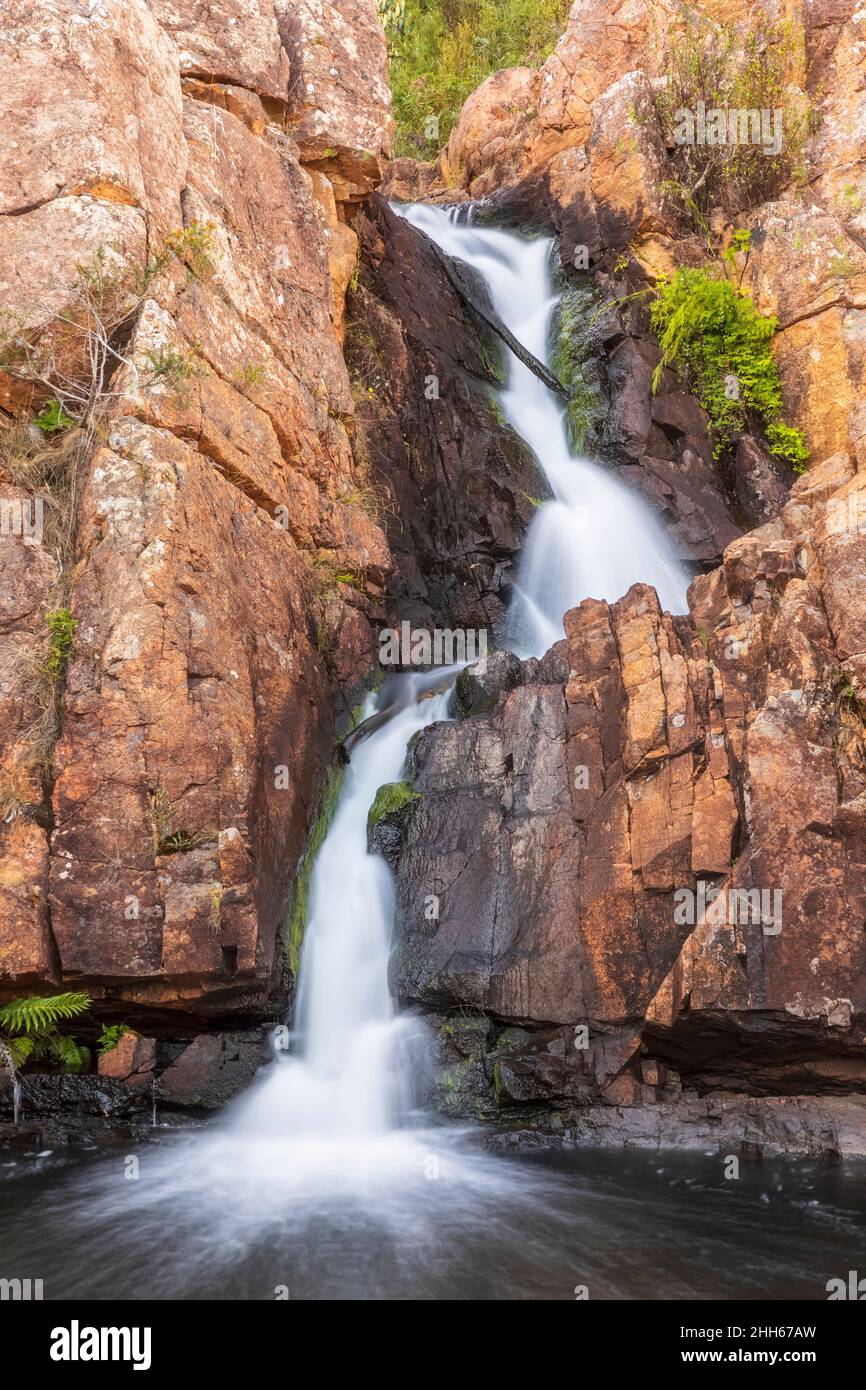 Australia, Victoria, Halls Gap, lunga esposizione del tributario di MacKenzie Falls Foto Stock