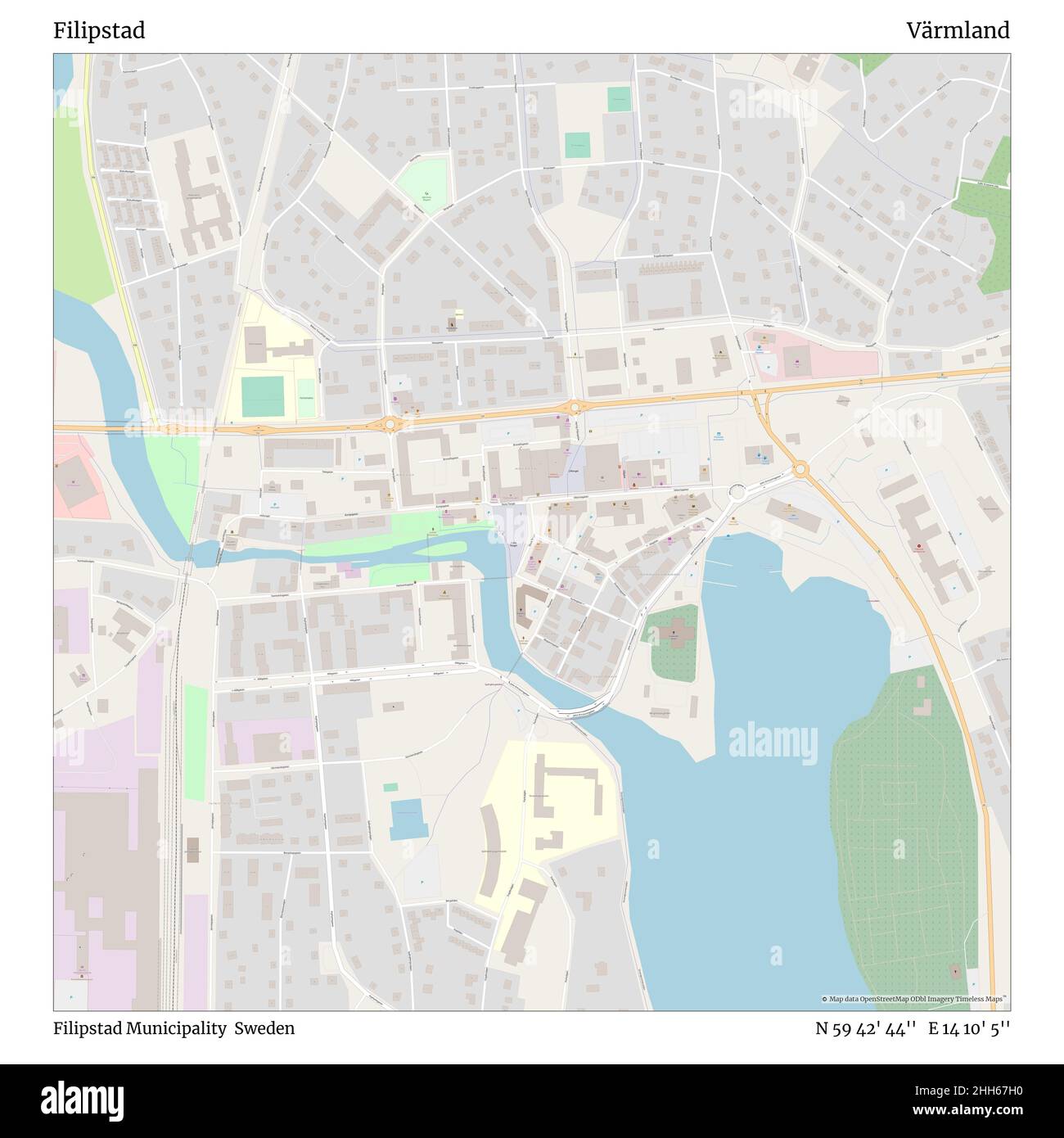 Filipstad, comune di Filipstad, Svezia, Värmland, N 59 42' 44'', e 14 10' 5''', mappa, mappa senza tempo pubblicata nel 2021. Viaggiatori, esploratori e avventurieri come Florence Nightingale, David Livingstone, Ernest Shackleton, Lewis and Clark e Sherlock Holmes si sono affidati alle mappe per pianificare i viaggi verso gli angoli più remoti del mondo, Timeless Maps sta mappando la maggior parte delle località del mondo, mostrando il successo di grandi sogni. Foto Stock