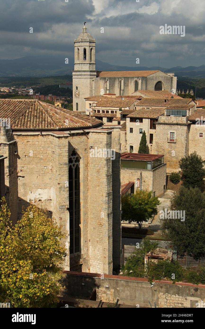 Esglesia de Sant Domenec e Cattedrale di Santa Maria di Girona, Catalogna, Spagna, Europa Foto Stock